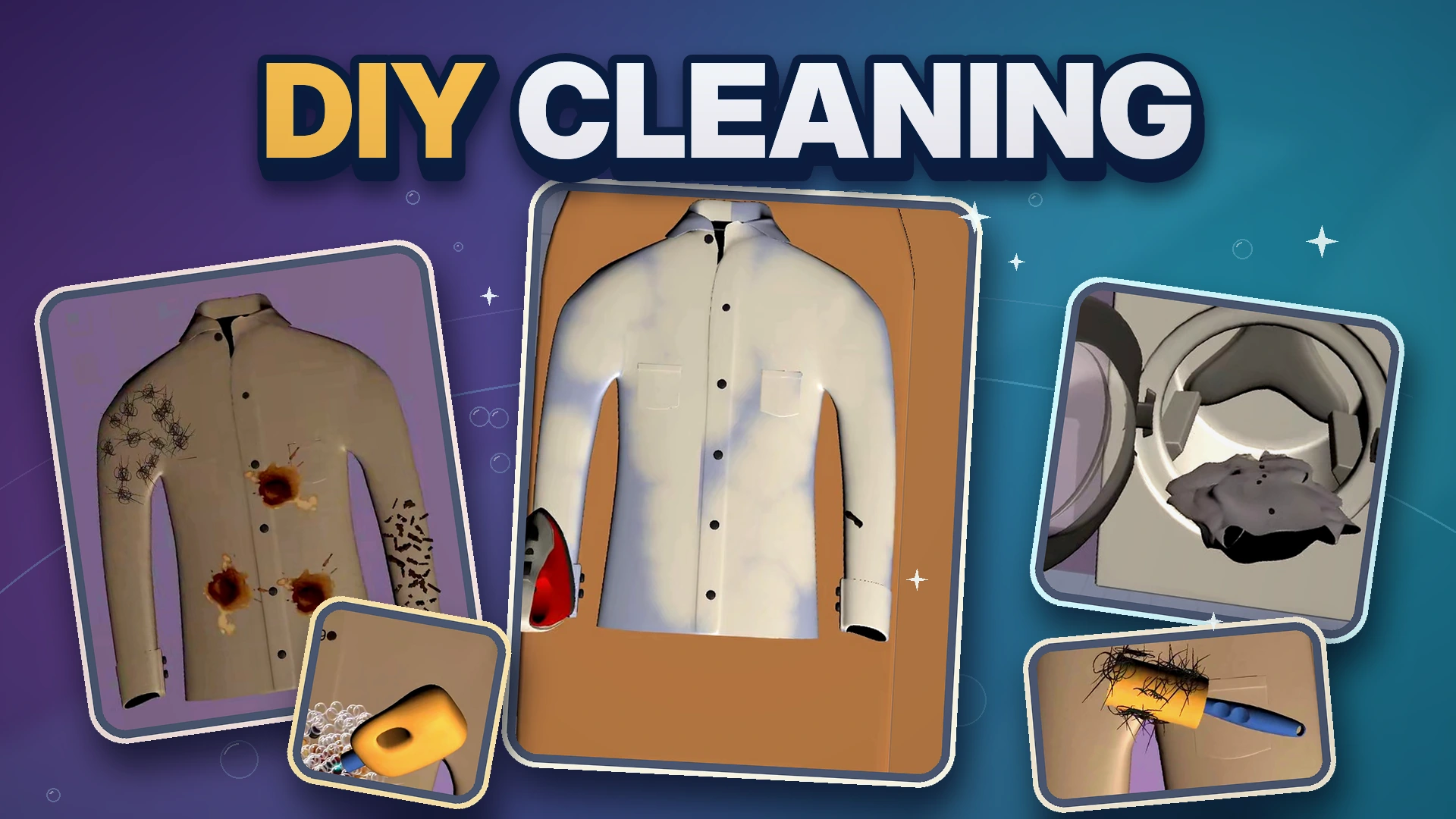 Рубашка до и после очистки на обложке DIY Cleaning