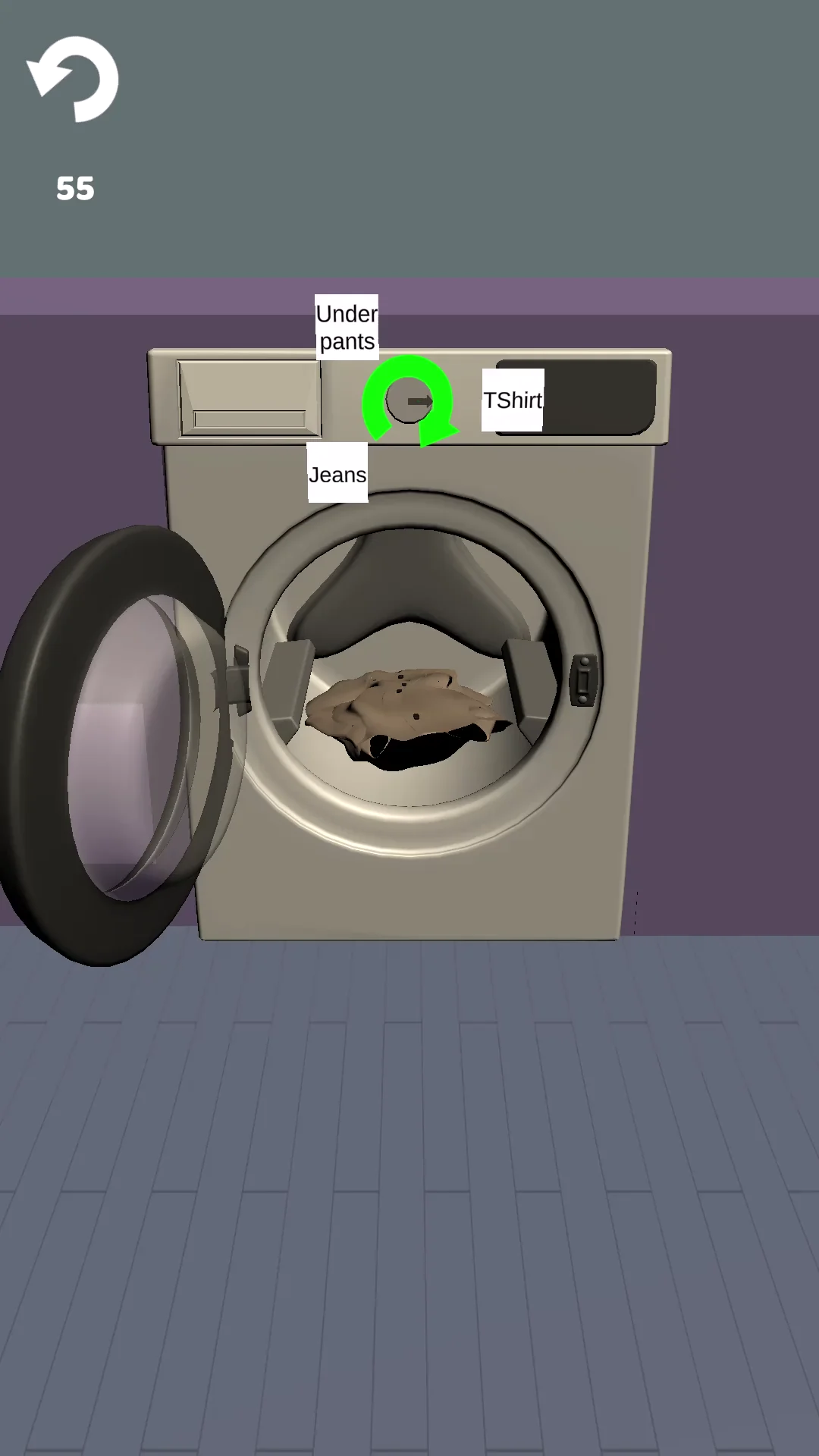 Рубашка загружена в стиральную машину
