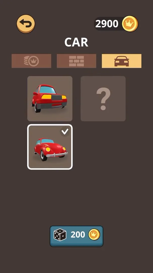 Экран выбора модели машины в Parking Sort