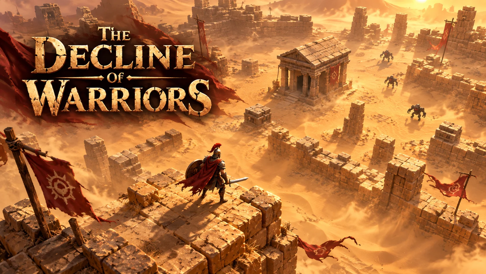 The Decline of Warriors illustration: a warrior overlooks desert ruins